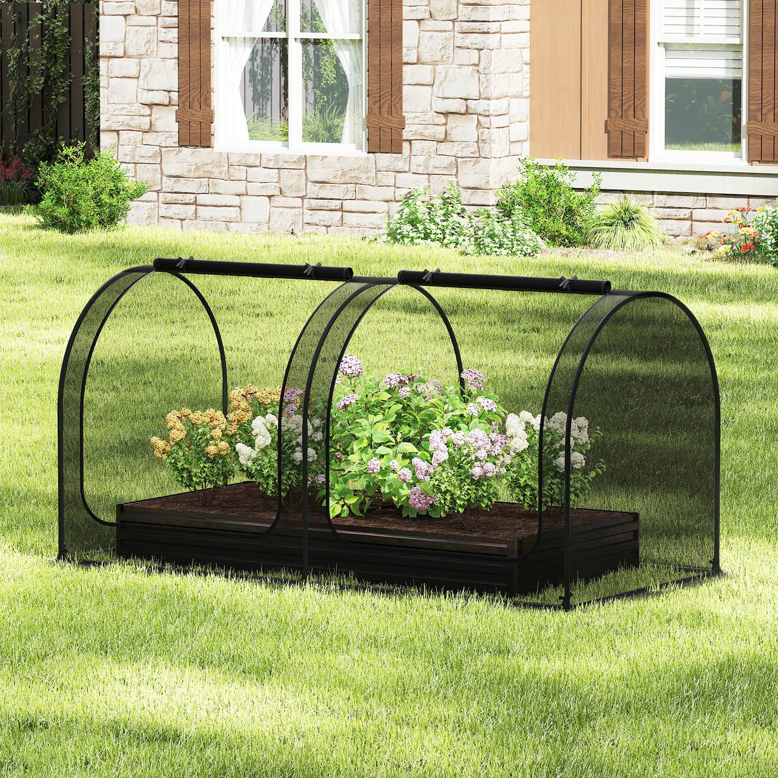 Alt View 3. Gymax - Gymax 98 x 48 x 48in Portable Crop Cage w/2 Roll-Up Zippered Doors 4 Ground Stakes - Black.