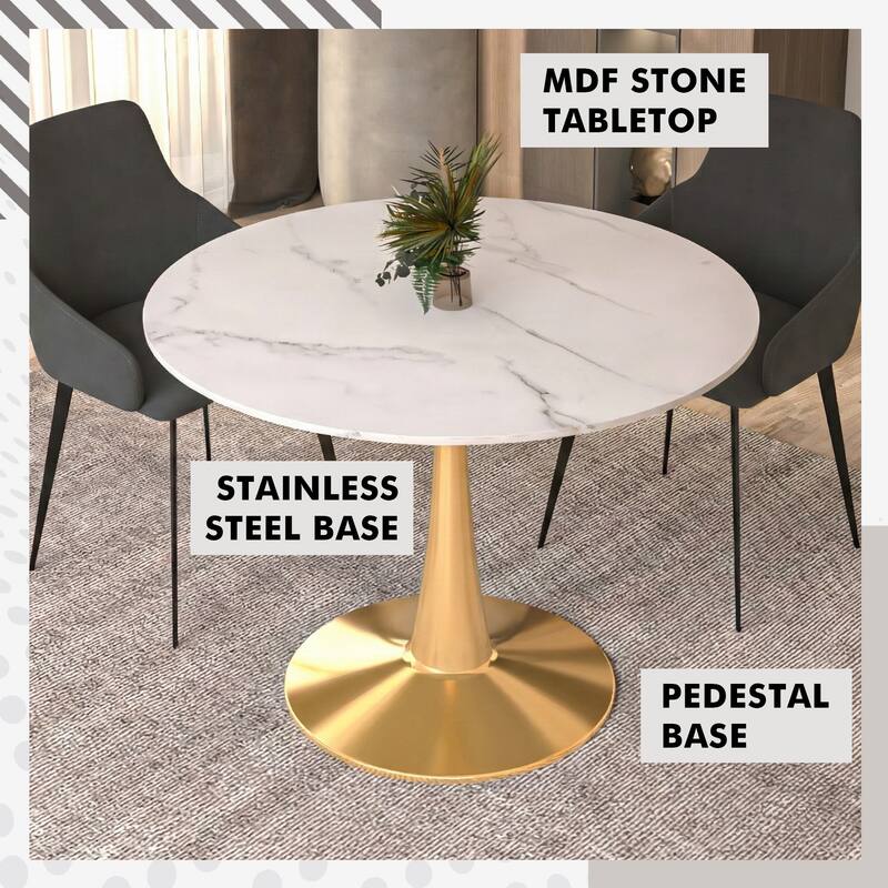 MDF Stone Tabletop  
Stainless Steel Base  
Pedestal Base
