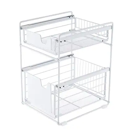 Front. Adivo - Kitchen Pantry Storage Organiser with Pull-Out Drawer, Durable Carbon Steel Spice Rack - White.