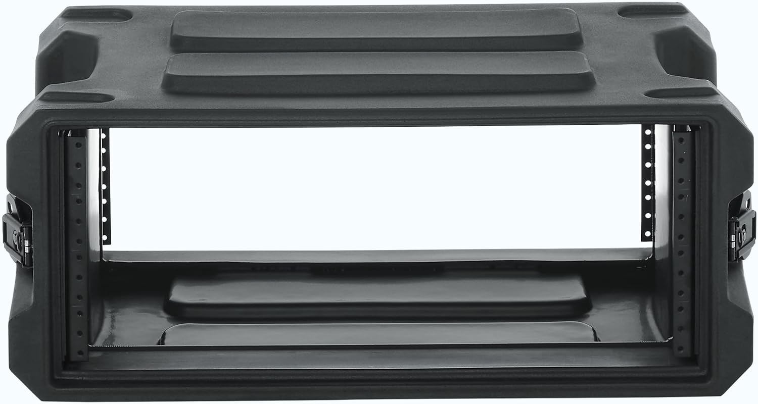Left. Gator - 4U Shallow Rotationally Molded Rack Case with 13-Inch Depth and Dual Threaded Rails.