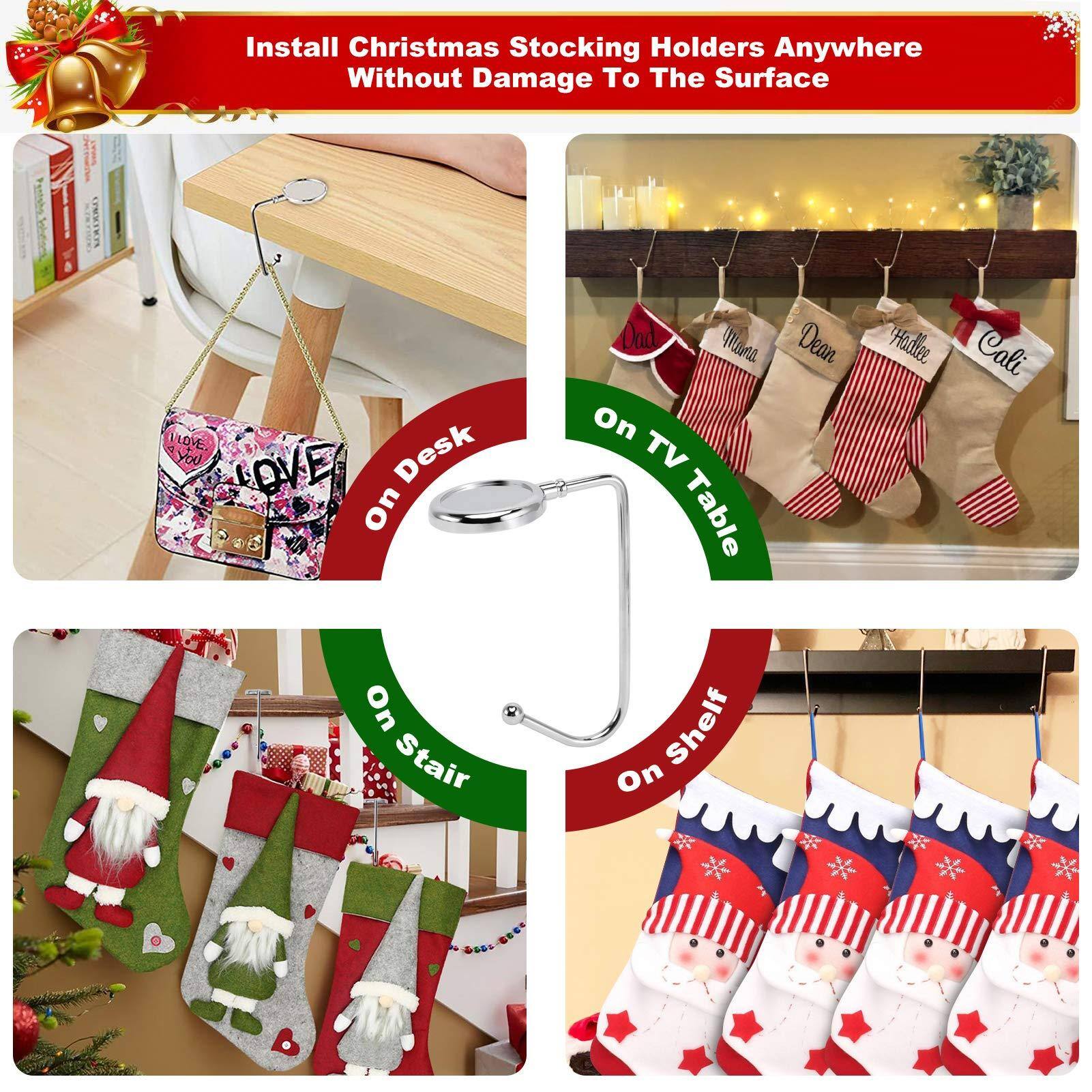 Install Christmas Stocking Holders Anywhere Without Damage To The Surface

- On Desk
- On TV Table
- On Stair
- On Shelf