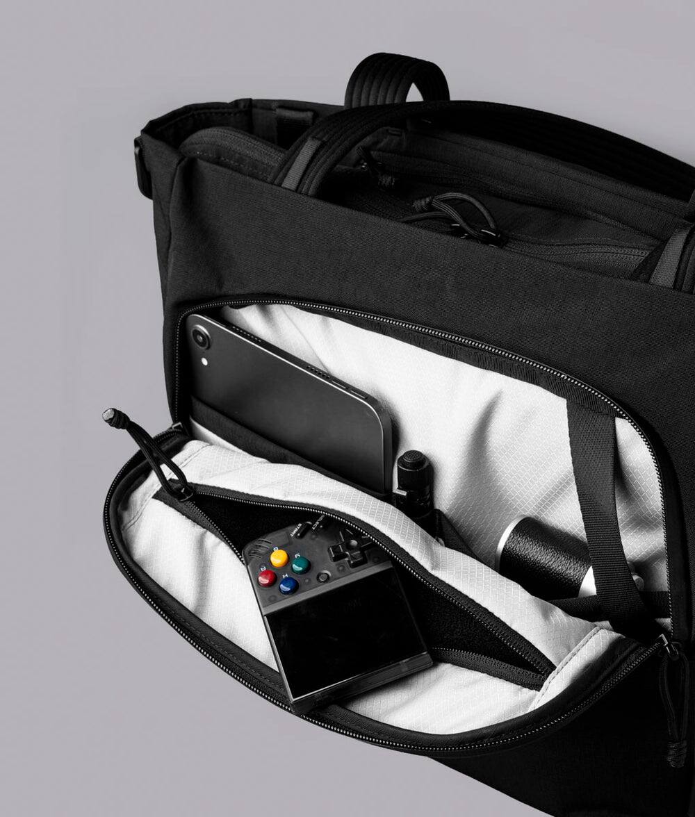 Alt View 4. ALPAKA - Bravo Tote V2 Laptop Tote for Work & Travel, Fits 14” MacBook Pro - Black Axoflux 400D.