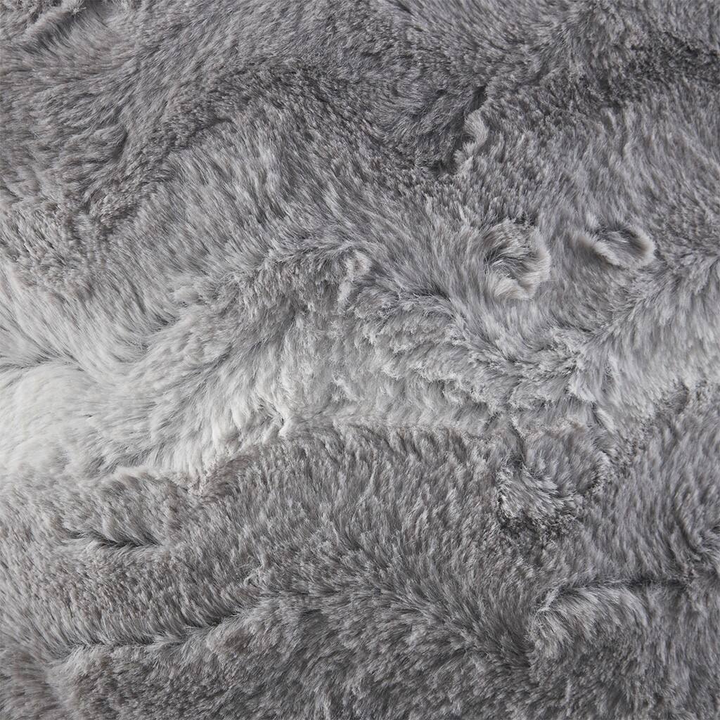 Alt View 5. Gracie Mills - Gracie Mills Shawn Faux Brushed long Fur Square Pillow - Grey.