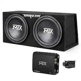 MTX - TNP212D2 12" 1200W Dual Loaded Car Subwoofer Audio w/ Sub Box and Amplifier - Black