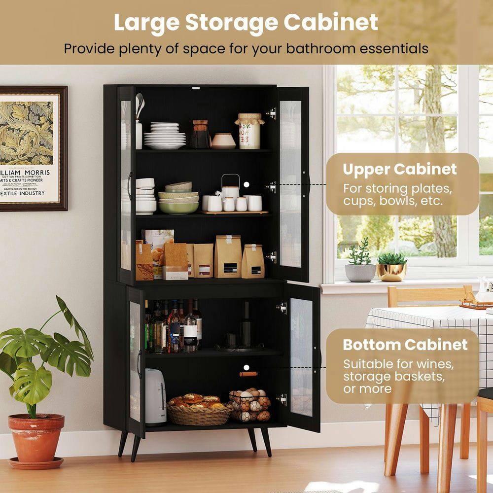 Large Storage Cabinet  
Provide plenty of space for your bathroom essentials  

Upper Cabinet  
For storing plates, cups, bowls, etc.  

Bottom Cabinet  
Suitable for wines, storage baskets, or more