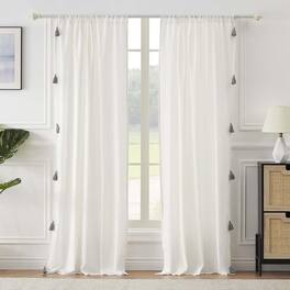 Greenland Home Fashions - Greenland Home Monterrey Festooned with Large Tassels Window Panel Pair - Each 42"x84" - Antique white