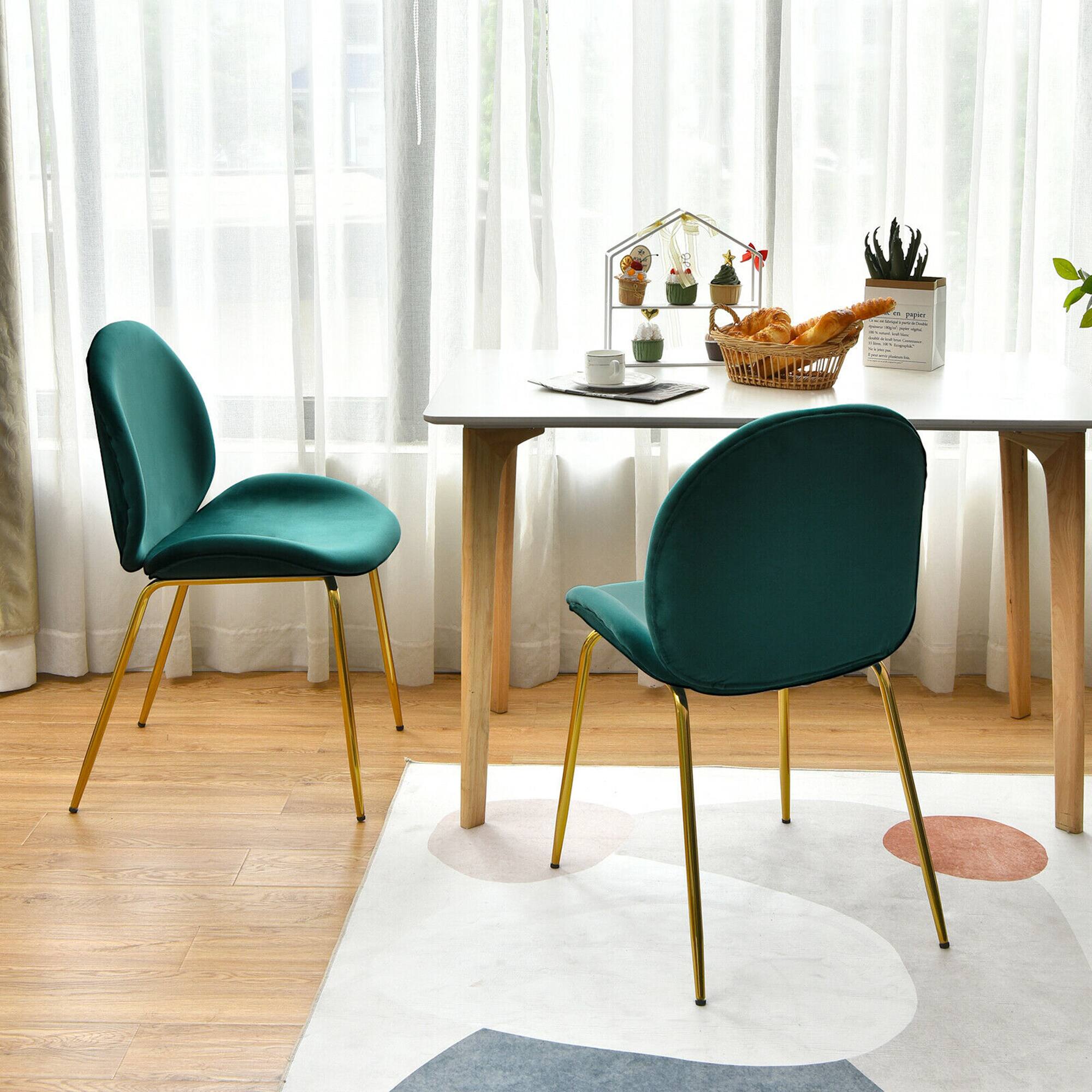 Alt View 4. Gymax - Gymax 4PCS Velvet Dining Chair Accent Leisure Chair Armless Side Chair Green - Green.