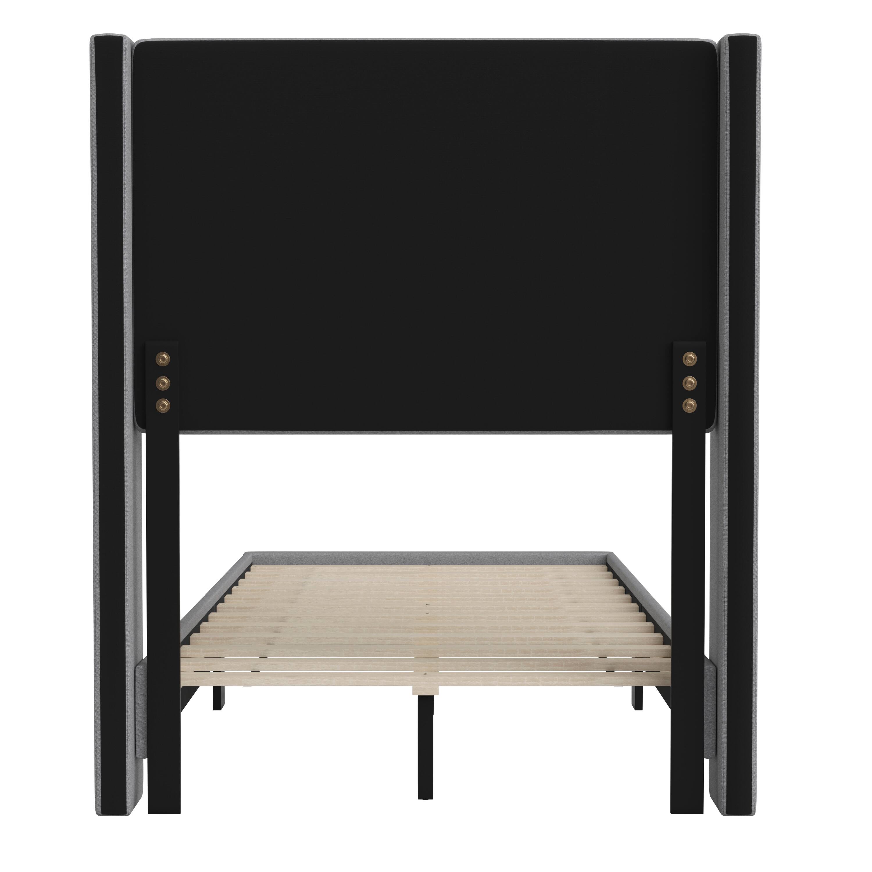 Alt View 7. Emma + Oliver - Upholstered Platform Bed with Wingback Headboard - Gray.