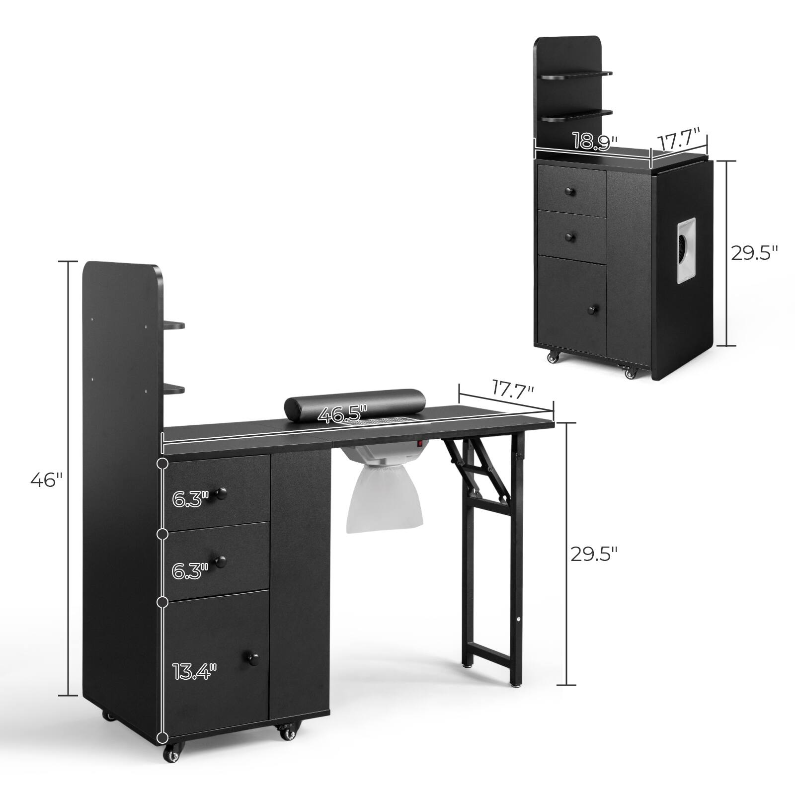 18.9"  
17.7"  
29.5"  
46.5"  
17.7"  
46"  
6.3"  
6.3"  
29.5"  
13.4"