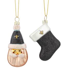 The Memory Company - New Orleans Saints Two-Pack Santa & Stocking Blown Glass Ornament Set - Multicolor