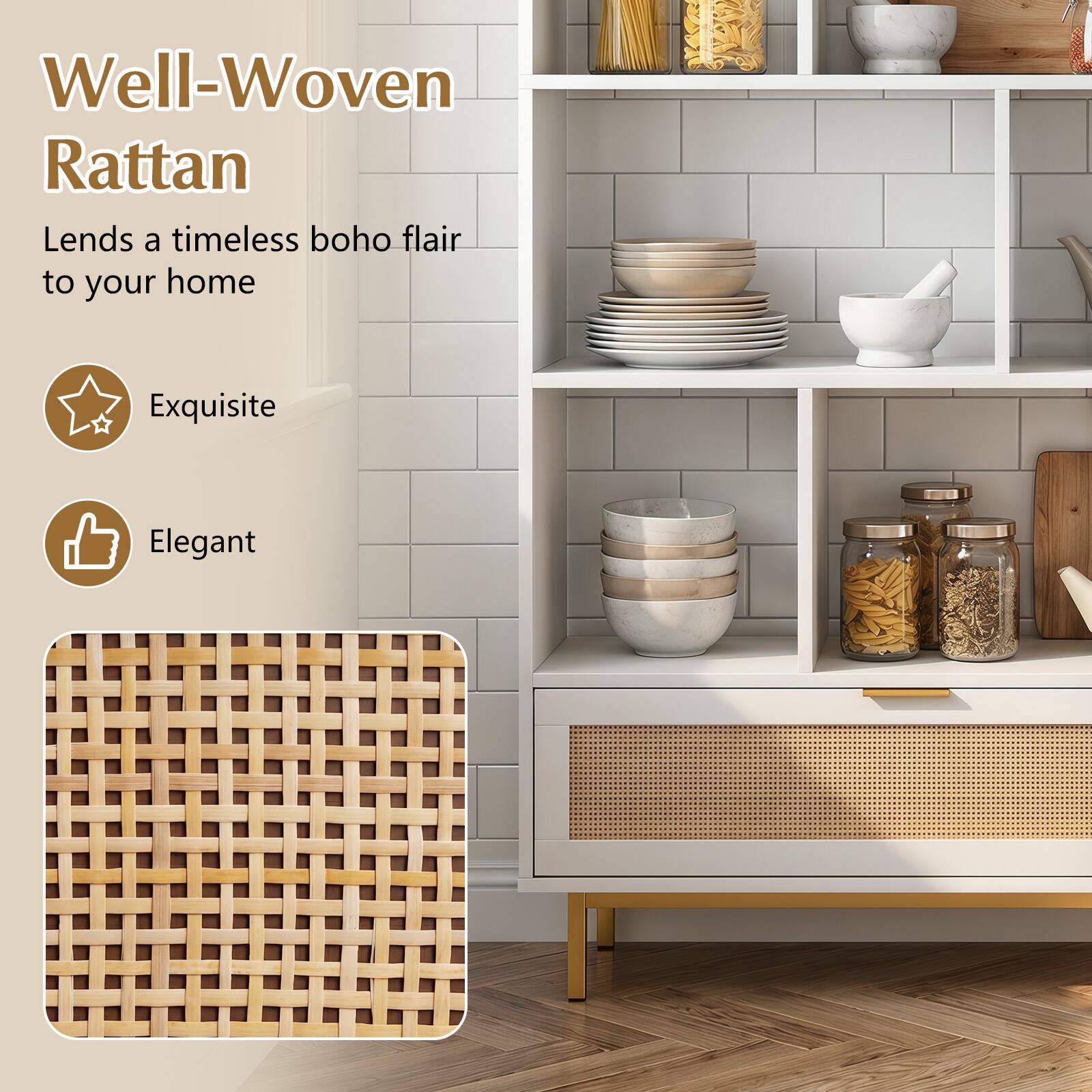 Well-Woven Rattan Lends a timeless boho flair to your home  
Exquisite  
Elegant