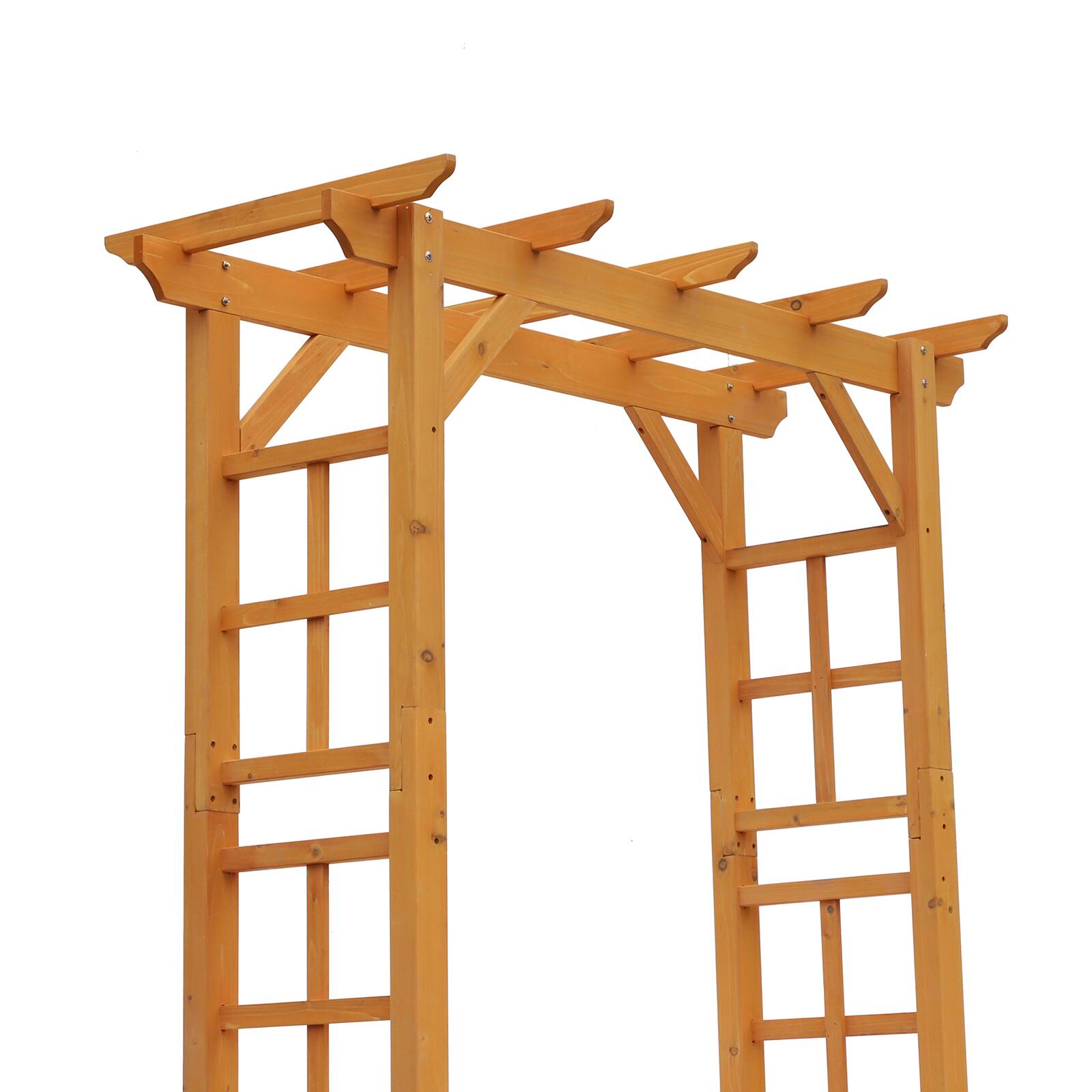 Alt View 8. Outsunny - 85" Wooden Garden Arbor for Wedding and Ceremony, Outdoor Garden Arch Trellis for Climbing Vines - Orange.