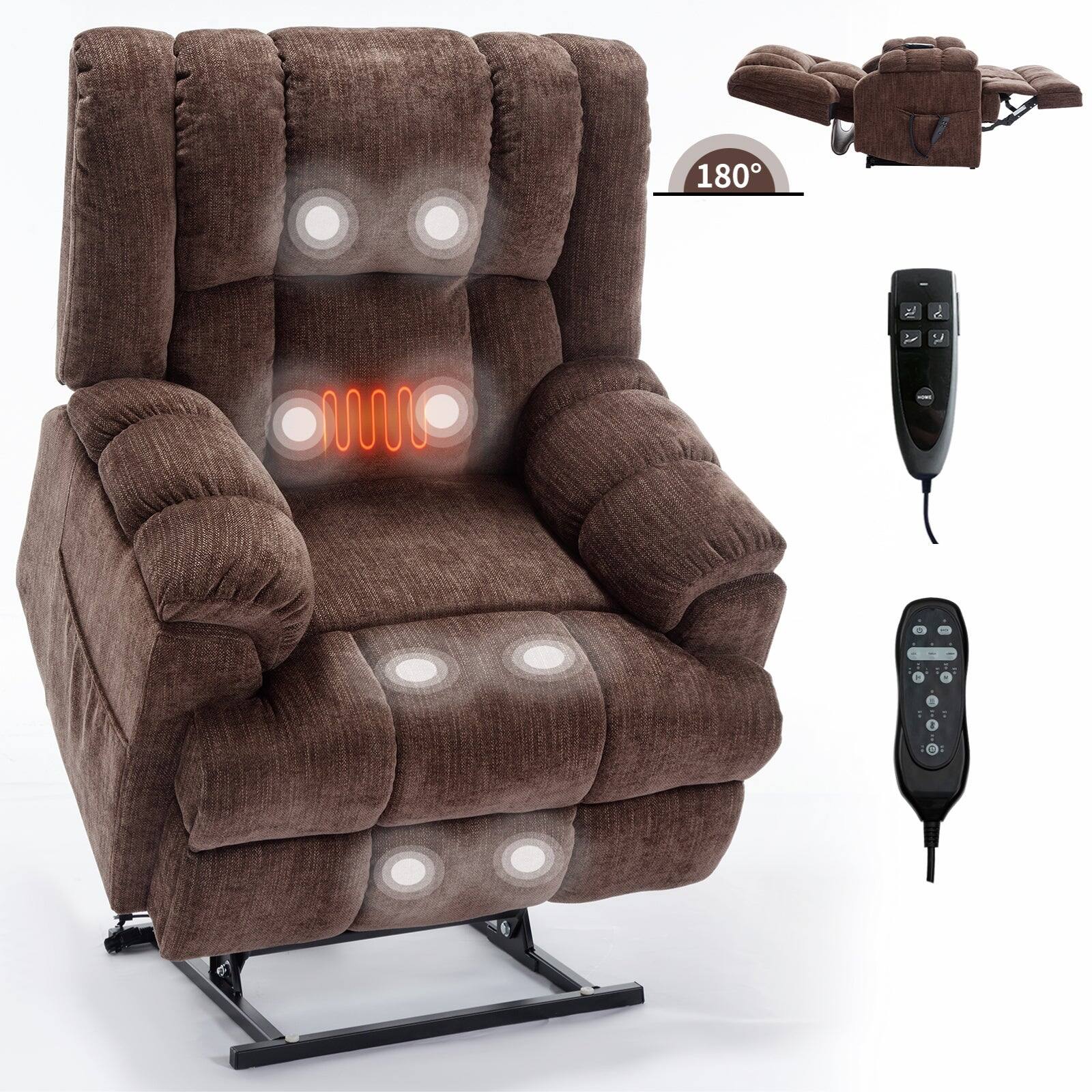 Alt View 10. Boyel Living - Dual Motor Heat Massage Infinite Position Up to 350 LBS Electric Power Lift Recliners with Power-Remote - Brown.
