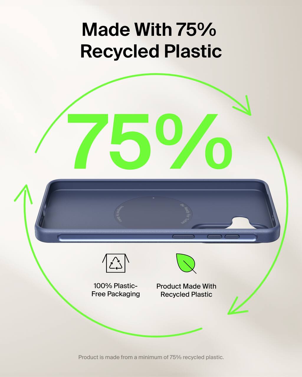 Made With 75% Recycled Plastic

75%

100% Plastic-Free Packaging

Product Made With Recycled Plastic

Product is made from a minimum of 75% recycled plastic.