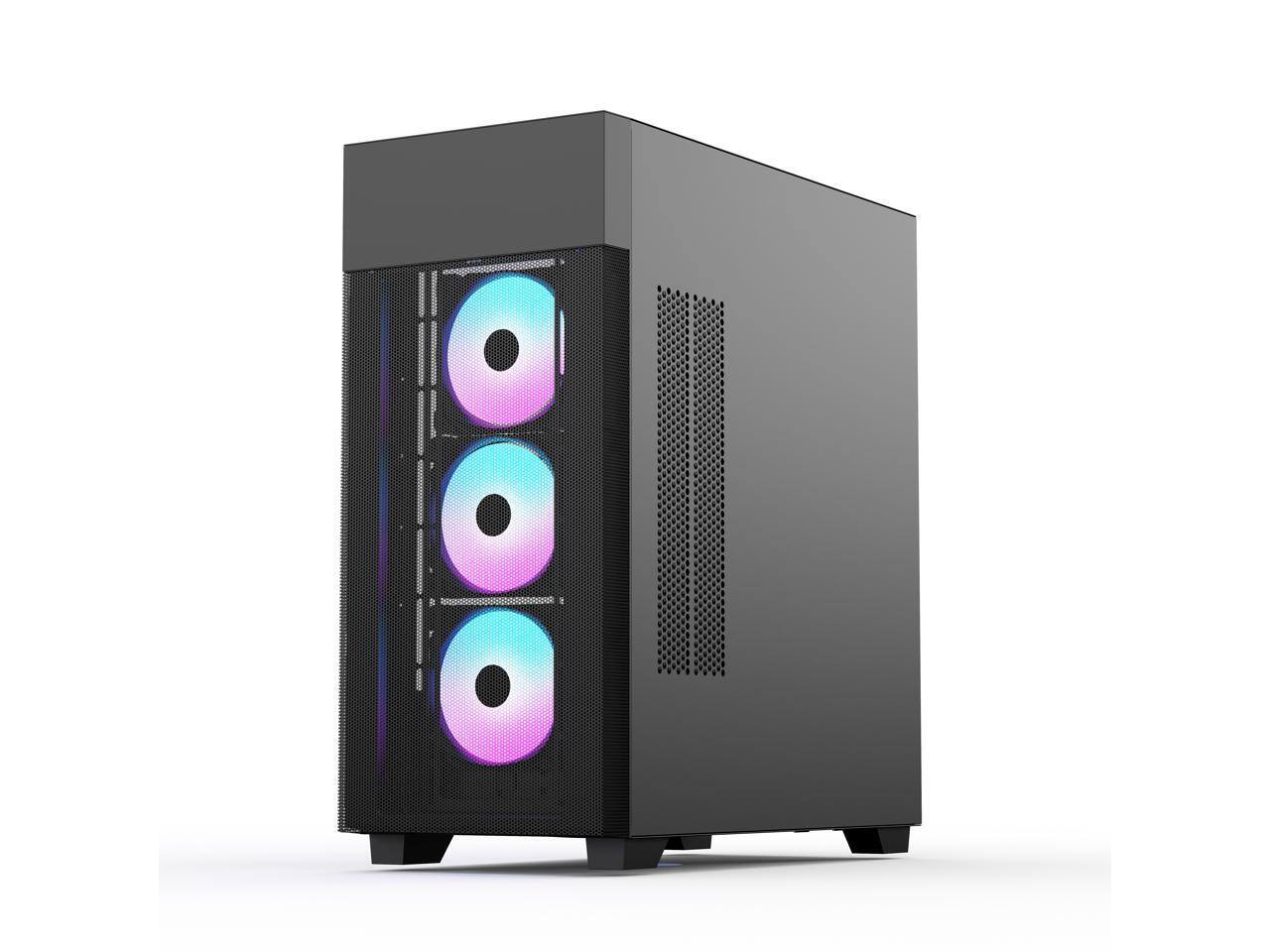 Alt View 2. Rosewill - Rosewill FBM-X7 Black ATX Mid Tower - Tempered Glass, 4 ARGB Fans, 650W 80+ Gold PSU - Black.