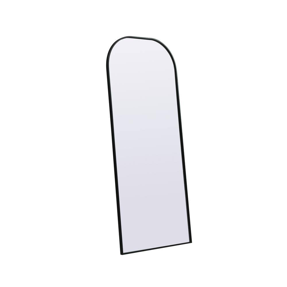 Left. Elegant Decor - Metal Frame Arch Full Length Mirror 28x66 Inch in Black - Black.