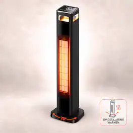 Mountman - 1500W Tower Space Heater, Dual DC Fans, Ambient Light, Remote, 24H Timer, ECO - Black