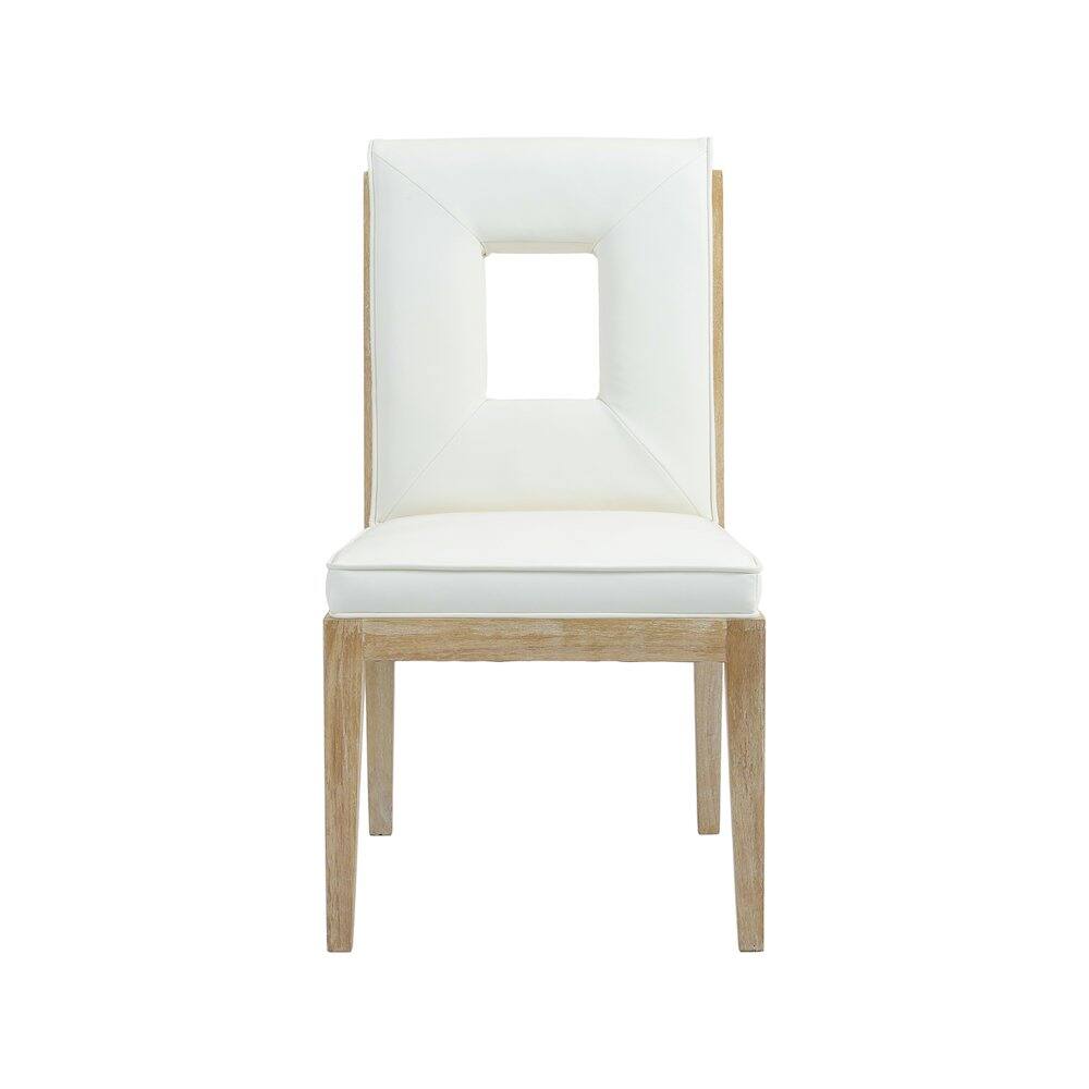 Alt View 2. Meridian Furniture - Gwendolyn Cream Vegan Leather Dining Side Chair, Set of 2 - Beige.