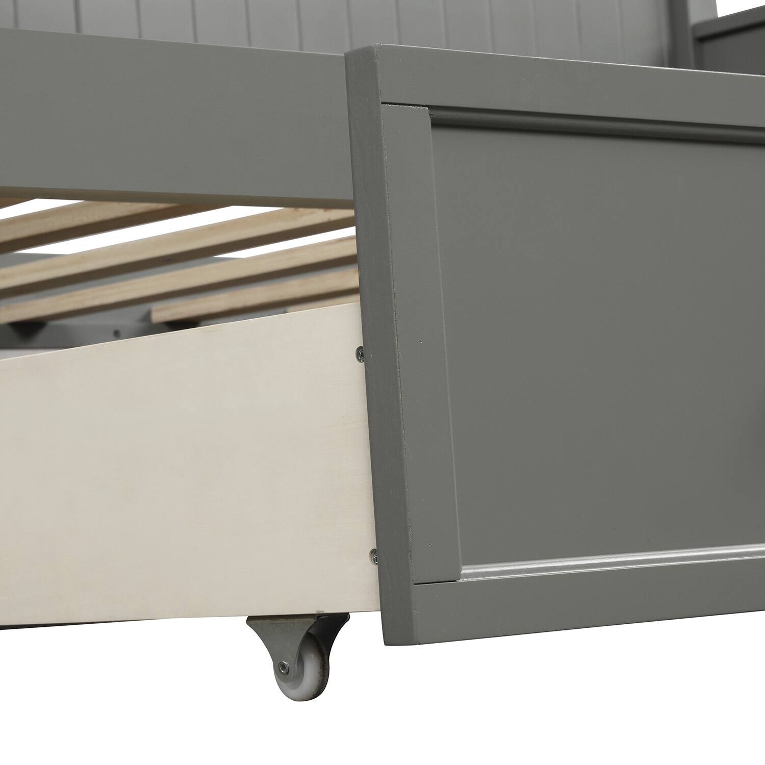 Alt View 8. Tiramisubest - Wood Daybed with Three Drawers ,Twin Size Daybed,No Box Spring Needed ,Gray - Gray.