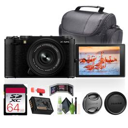 Fujifilm - X-M5 Mirrorless Camera + XC 15-45mm f/3.5-5.6 OIS PZ Lens Bundle - Black