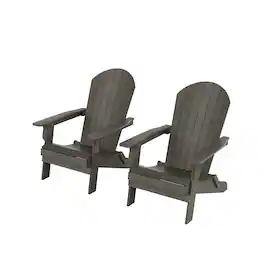 WestinTrends - Tuscany HIPS Outdoor Folding Adirondack Seashell Chair (Set of 2) - Charcoal Gray