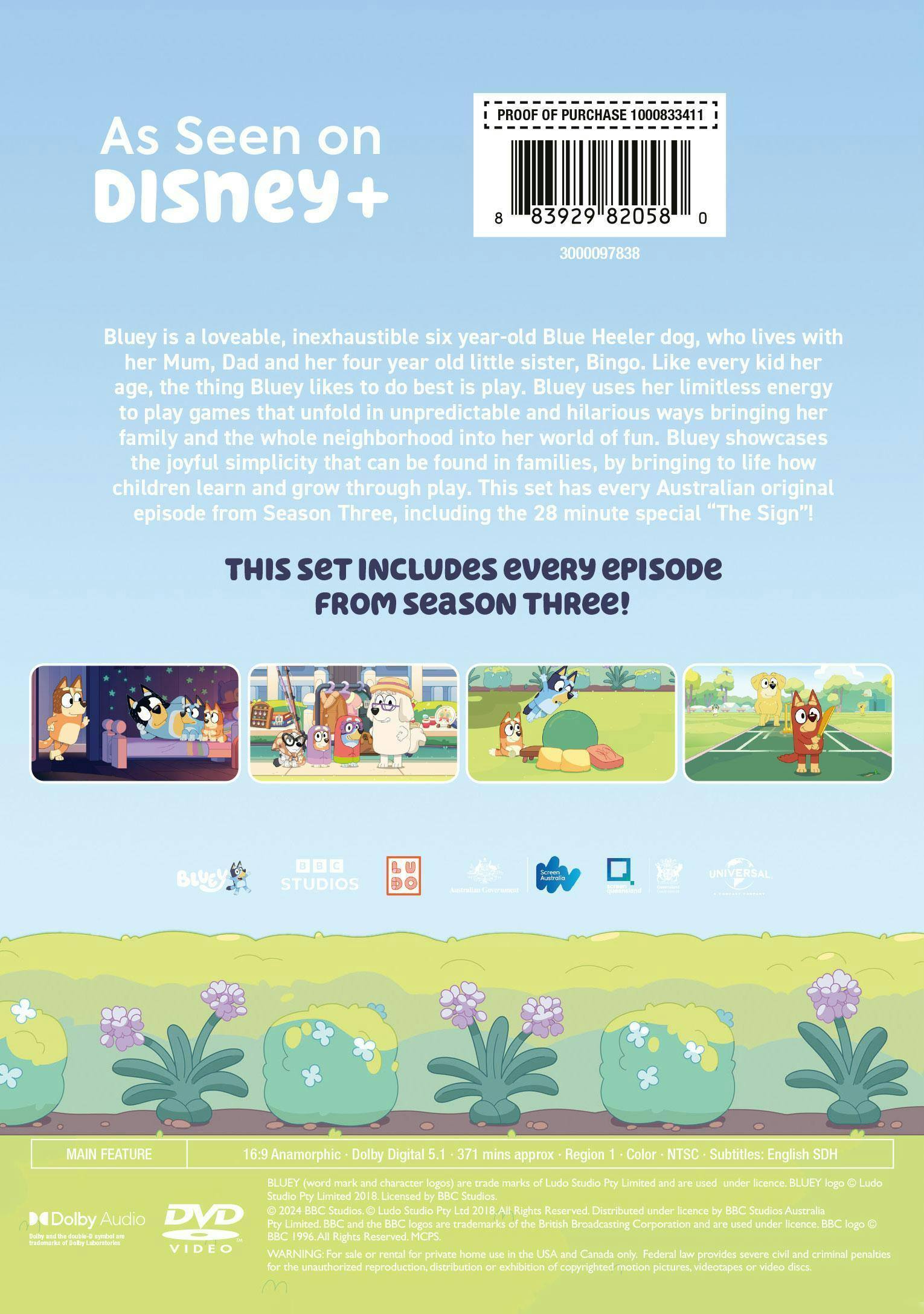 Back. Bluey: Season Three [DVD].