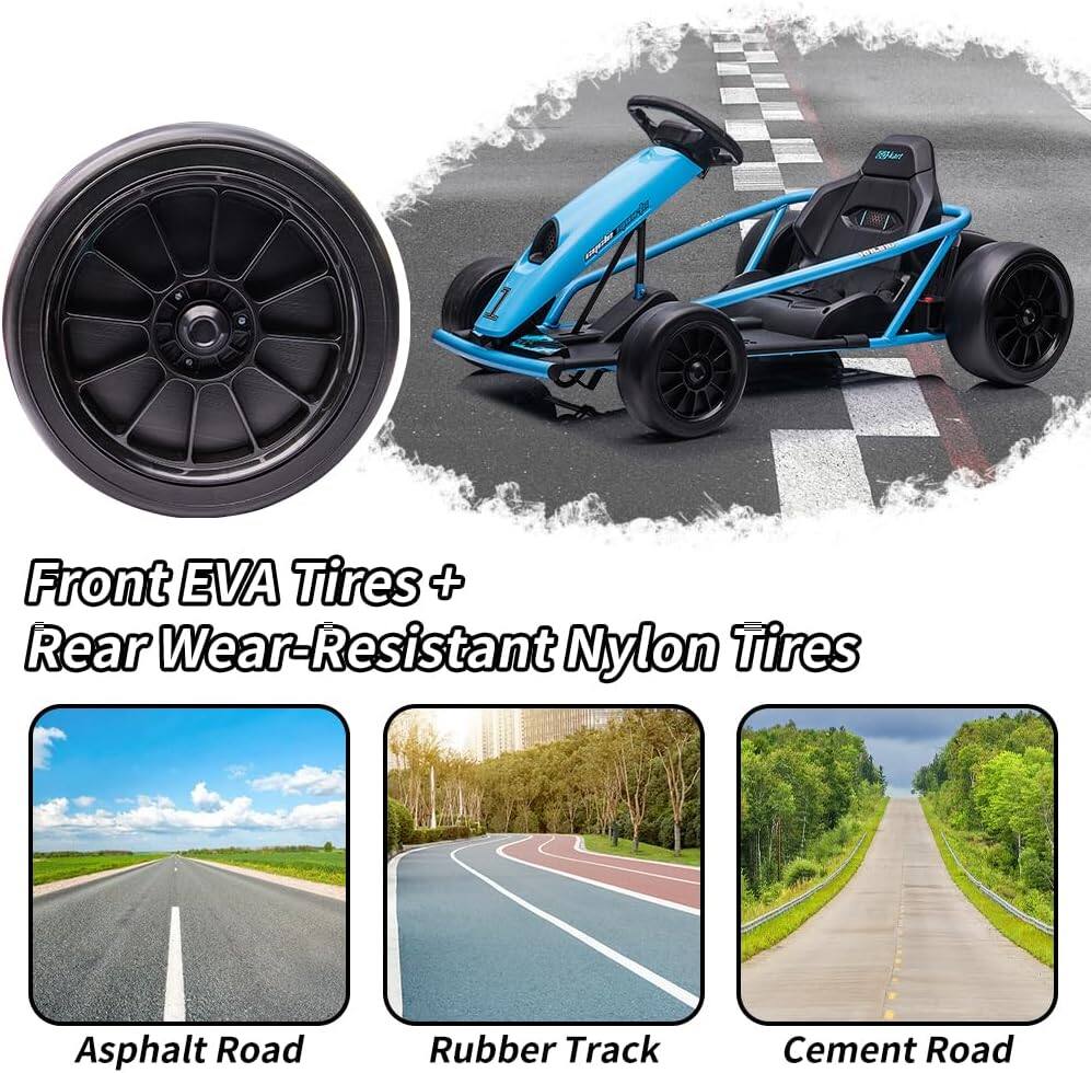 Front EVA Tires + Rear Wear-Resistant Nylon Tires

Asphalt Road

Rubber Track

Cement Road