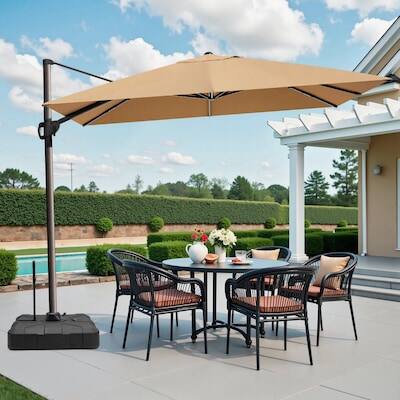 Alt View 6. Crestlive Products - Crestlive Products 12ft Aluminum Tan Slide-tilt Cantilever Patio Umbrella Base - Brown.