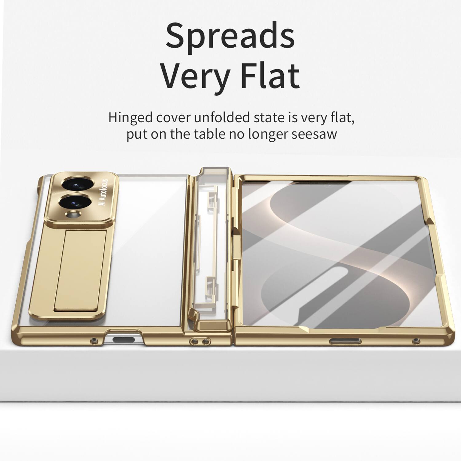Spreads Very Flat

Hinged cover unfolded state is very flat, put on the table no longer seesaw