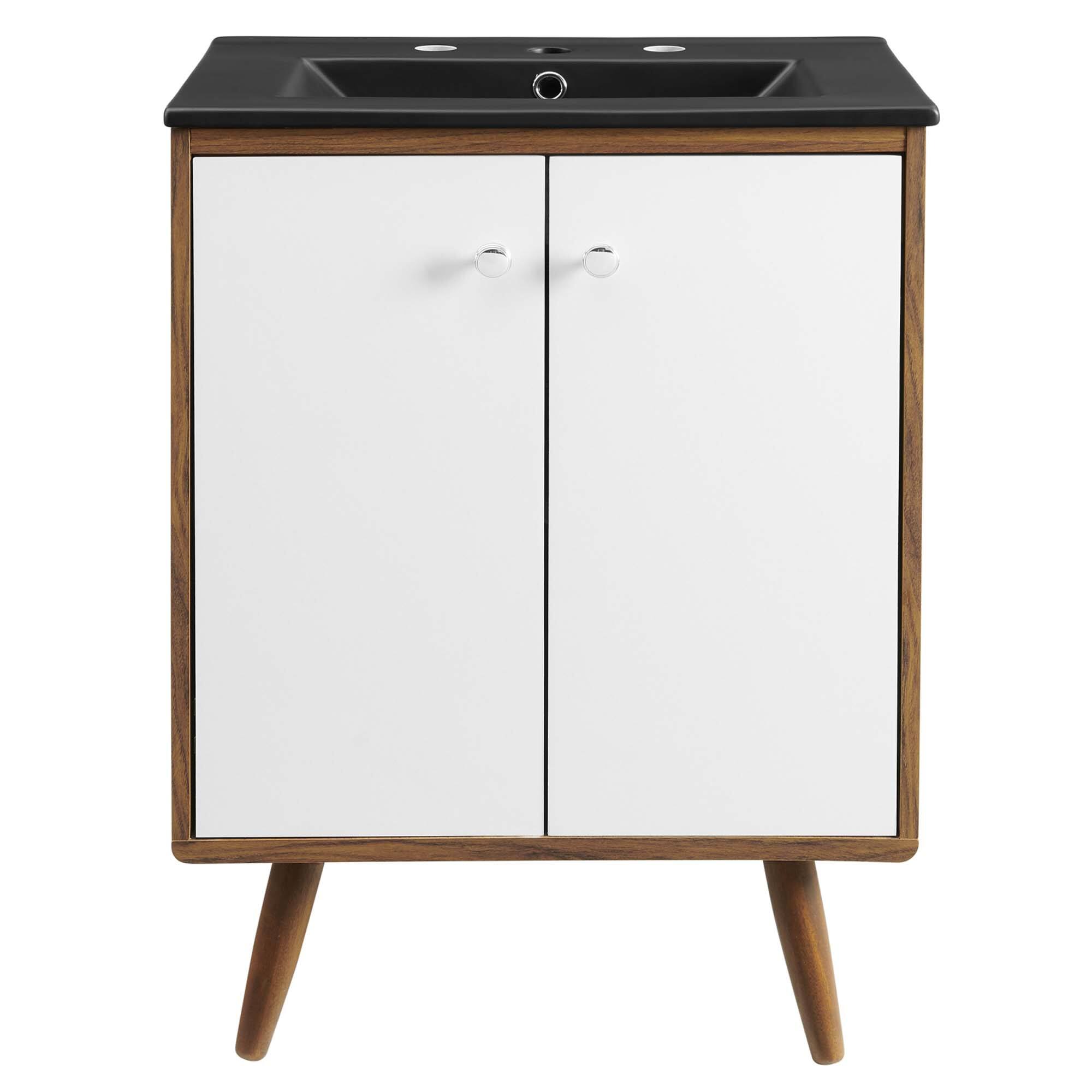 Alt View 2. Modway - Transmit Bathroom Vanity Basin Included - White Black.