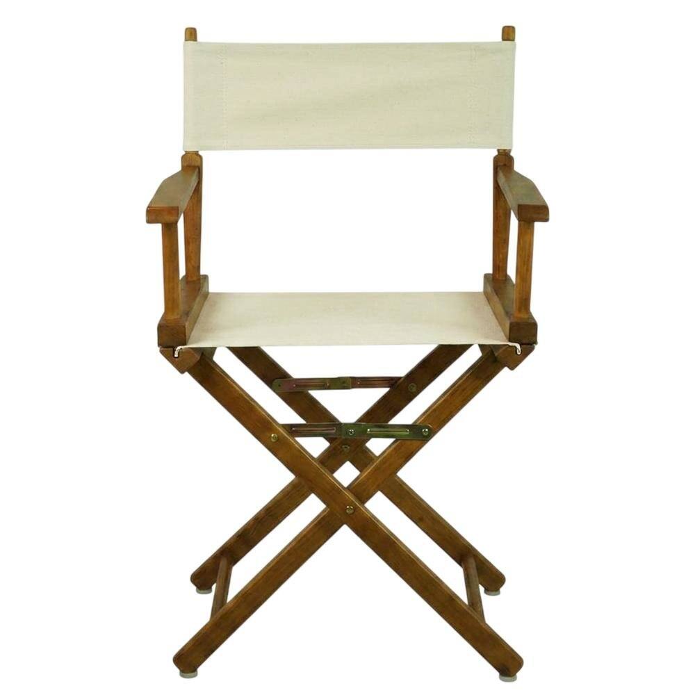 Angle. FurniFact - Beige Director's Chair - Honey Oak Frame/Natural/Wheat Canvas.