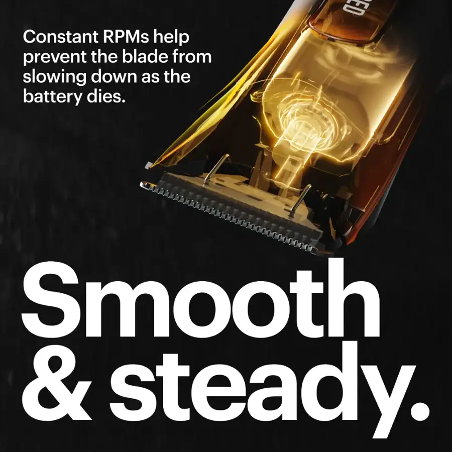 Constant RPMs help prevent the blade from slowing down as the battery dies. Smooth & steady.