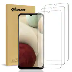 Front. RomeTech - Samsung Galaxy A12 (3 Per Pack) 2.5D Glass Screen Protector - Transparent.