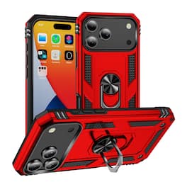 Dteck - Rotatable Ring Kickstand Case for Apple iPhone 17 Pro Max, Magnetic Shockproof Heavy Duty Rugged Case - Red