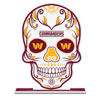 Front. UPI Marketing - Washington Commanders 10" Sugar Skull Standee - Multicolor.