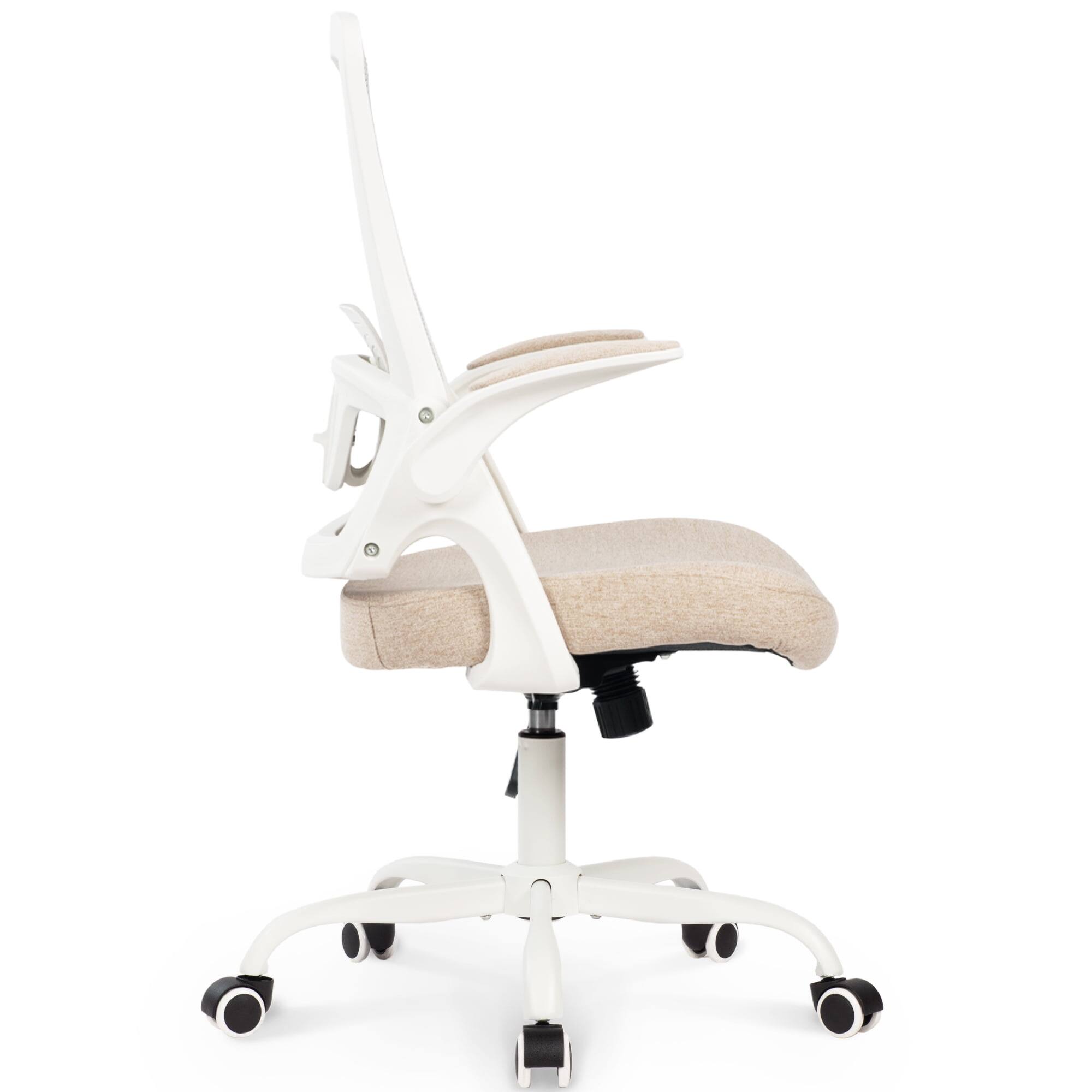 Alt View 2. Neo Chair - Office Chair High Back Desk Mesh Chair Comfy Computer Seat with Adjustable Ergonomic Lumbar Rolling Flip-up Armrests - Steel Base-Beige.