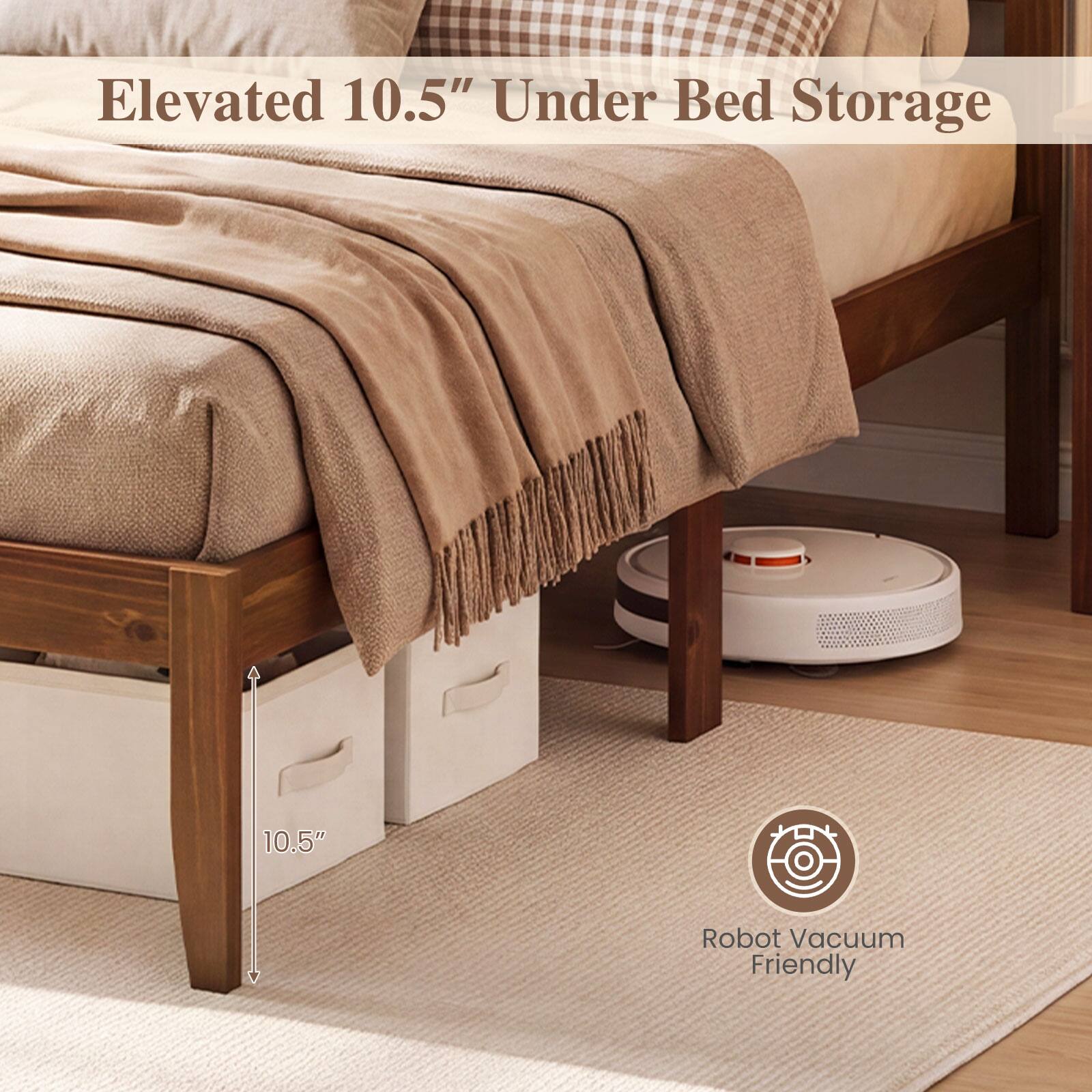 Elevated 10.5" Under Bed Storage

10.5"

Robot Vacuum Friendly