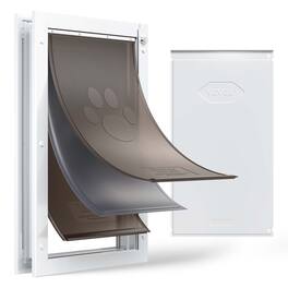VEVOR - Pet Door, X-Large, with Three Magnetic Flaps and Metal Frame, Strong and Weatherproof Dog Door for Interior and Exterior - Brown;White