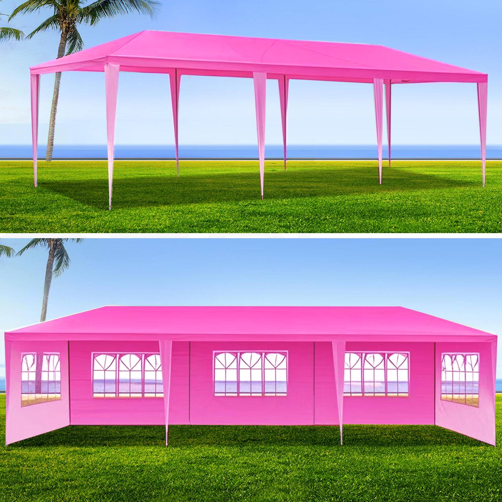 Back. APRILSOUL - 10x30 Wedding Party Canopy Tent Outdoor Gazebo 8 Removable Sidewalls Pink Color - Pink.