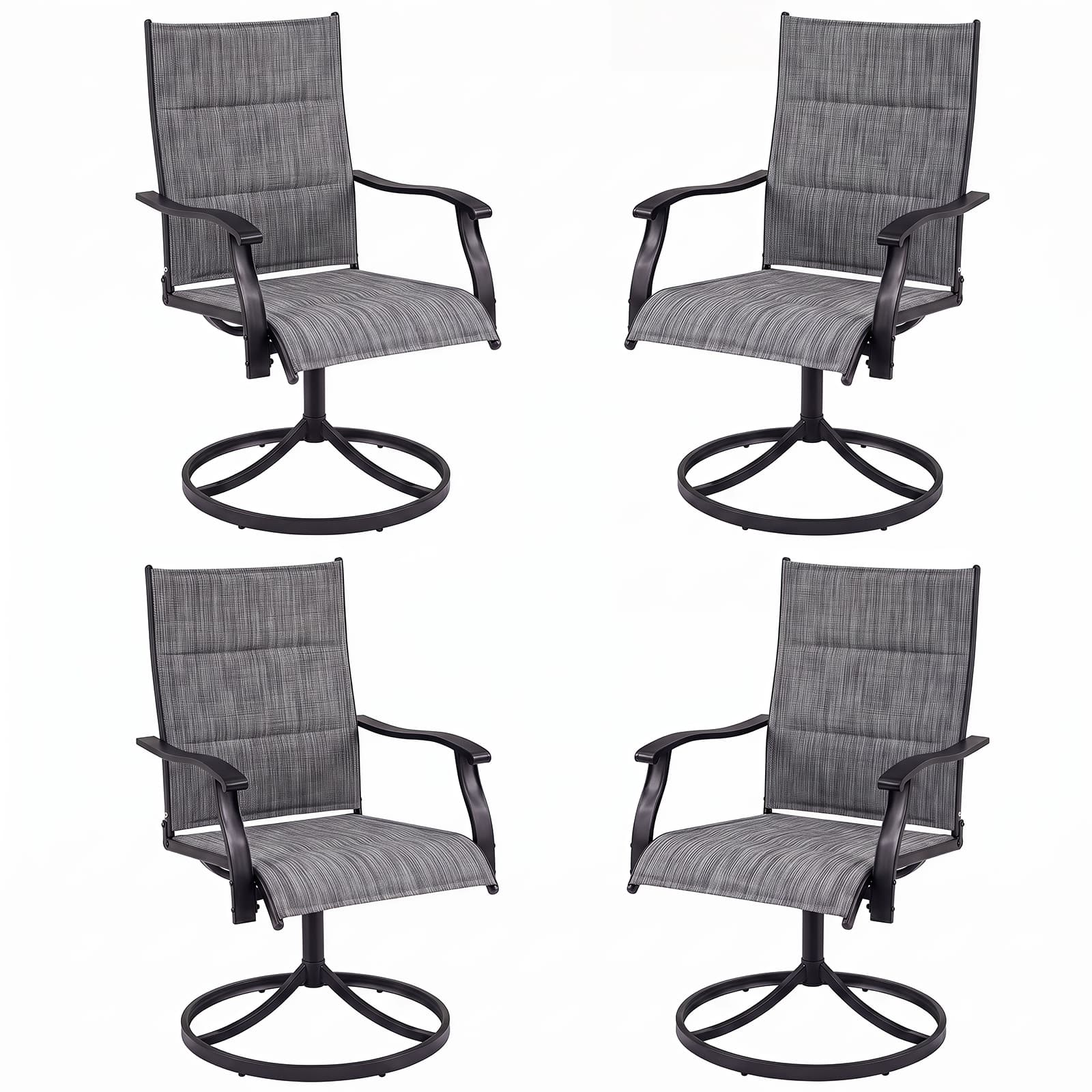 Gymax - Padded Patio Swivel Chairs Set of 4 Ergonomic Outdoor Dining Chairs w/High Back - Gray price history on PriceWatchPro