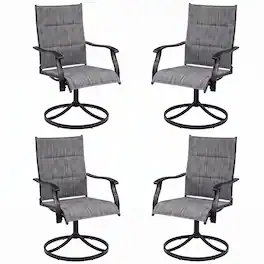 Gymax - Padded Patio Swivel Chairs Set of 4 Ergonomic Outdoor Dining Chairs w/High Back - Gray