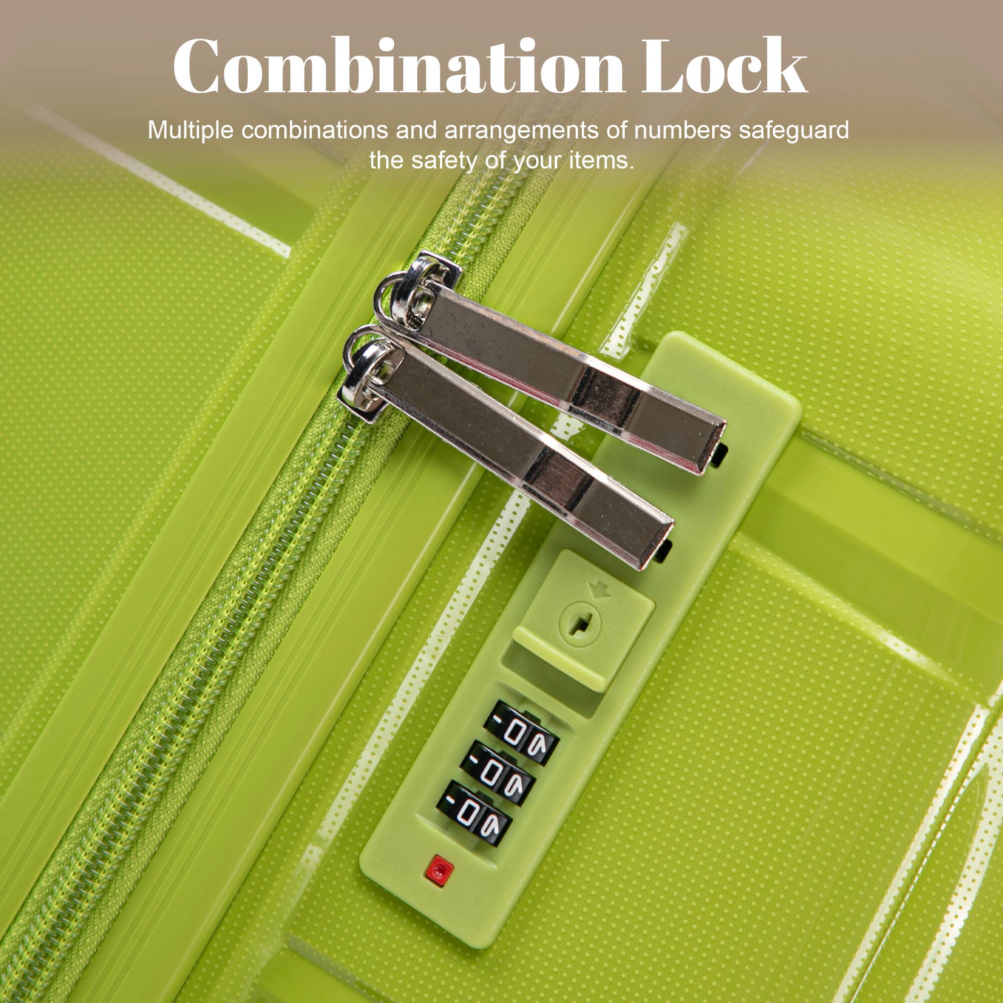 Combination Lock  
Multiple combinations and arrangements of numbers safeguard the safety of your items.
