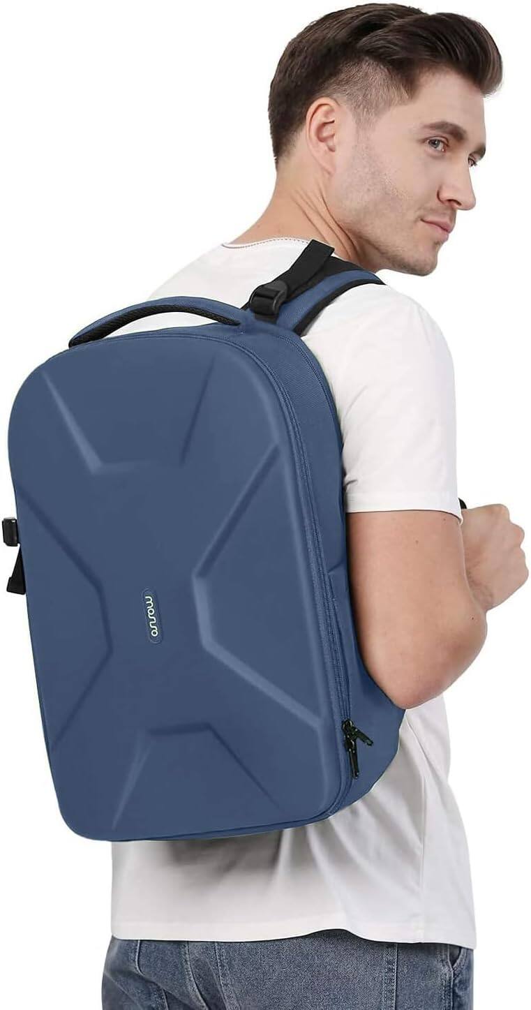 Alt View 2. mosiso - Camera Backpack 15-16 inch Waterproof Hardshell Camera Bag with Tripod Holder&Laptop Compartment - Steel Blue.