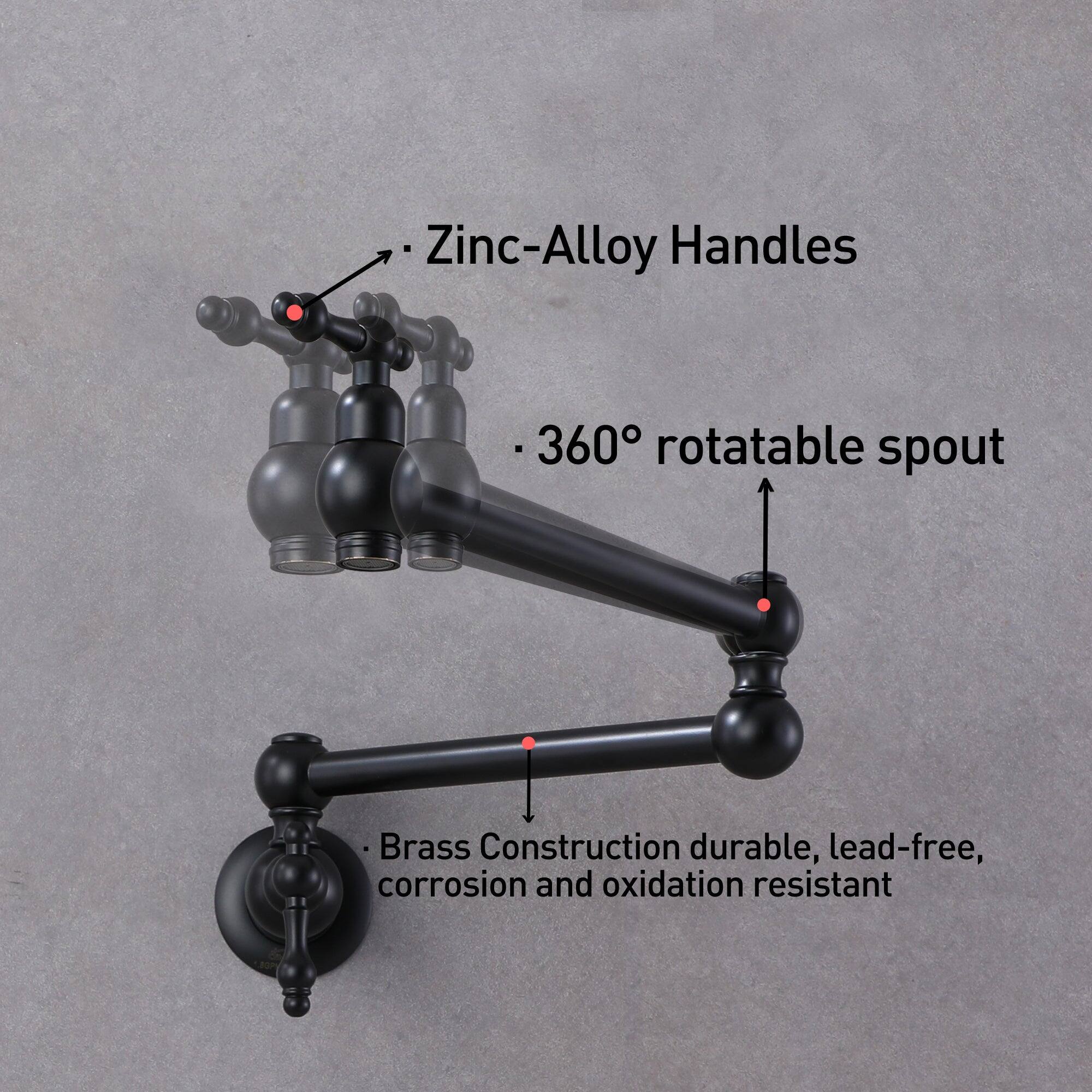 Zinc-Alloy Handles, 360° rotatable spout, Brass Construction durable, lead-free, corrosion and oxidation resistant