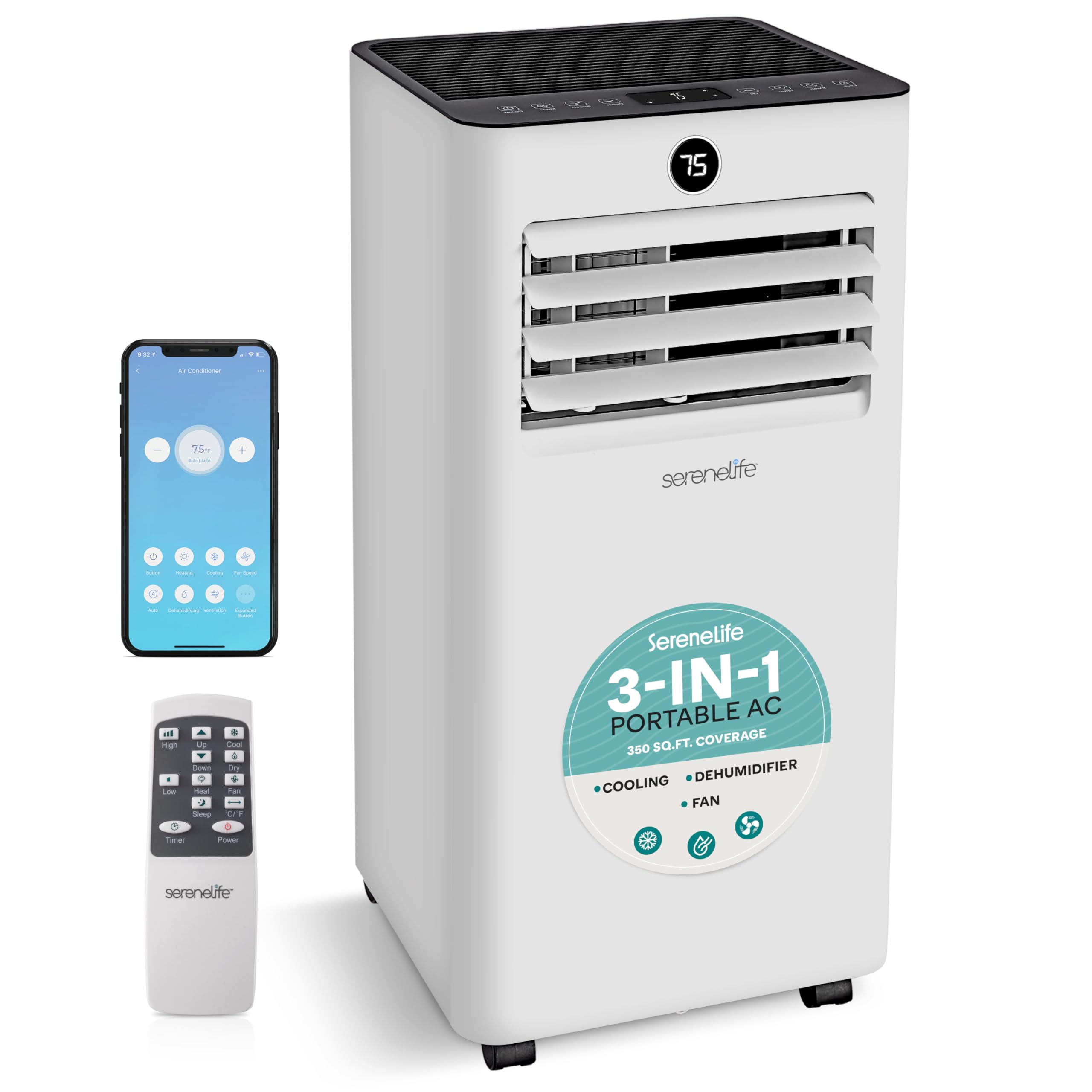 - Serenelife
- Serenelife 3-IN-1 AC PORTABLE 350 SQ.FT. COVERAGE DEHUMIDIFIER COOLING FAN
- Serenelife
- 75%