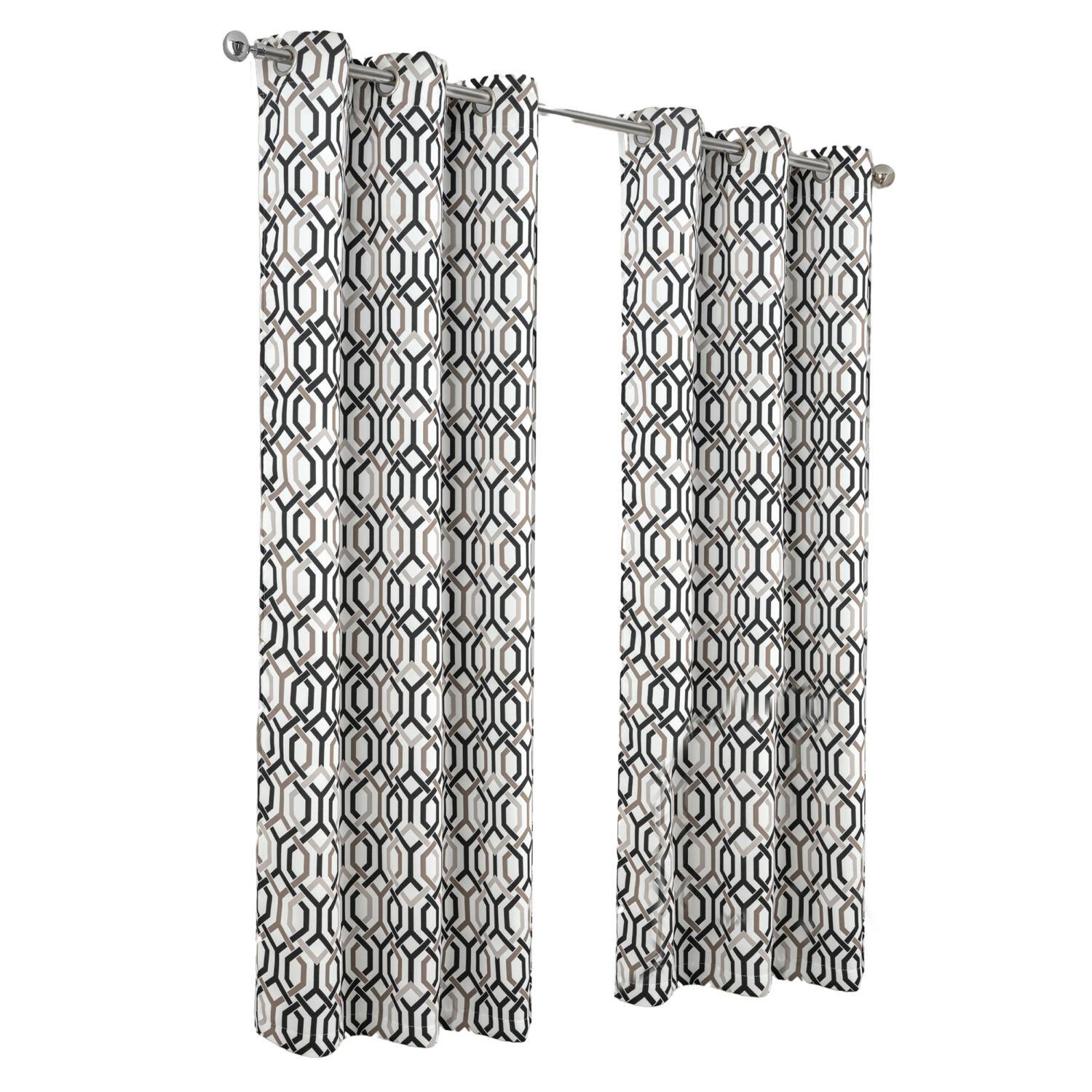 RT Designers Collection - RT Designer Collection Rory Printed Blackout Luxurious Decorative Grommet Curtain Panel 54" x 84" - Black