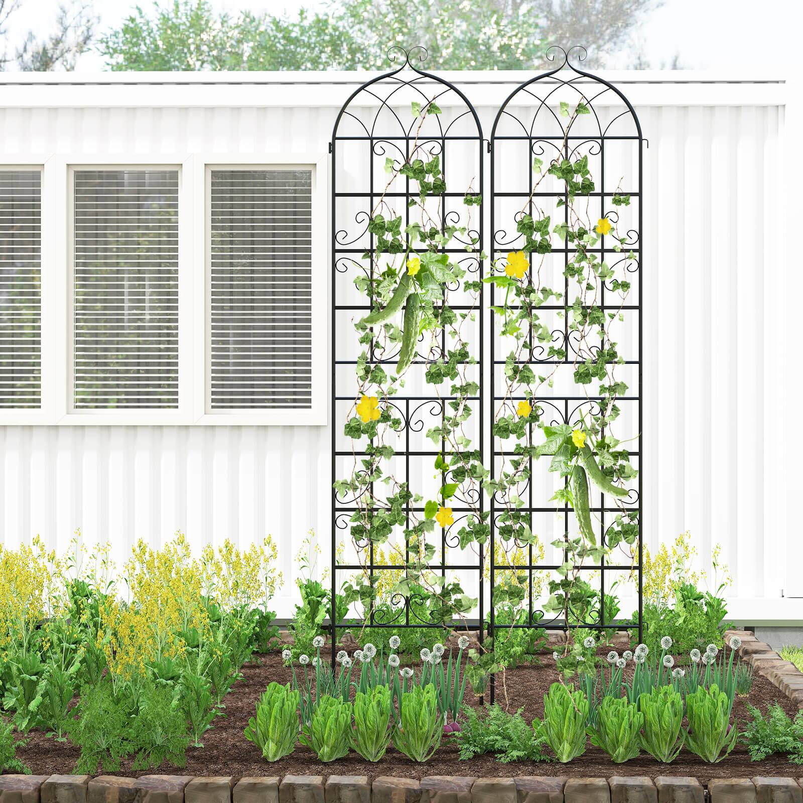 Alt View 3. Costway - Costway 4 Pack 86" x 20" Metal Garden Trellis, Heavy-Duty Plant Support for Vegetable - Black.