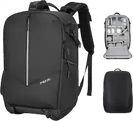 mosiso - Camera Backpack, Waterproof DSLR/Mirrorless Camera Bag with Rain Cover&16 inch Laptop Compartment&Tripod Holder - Black