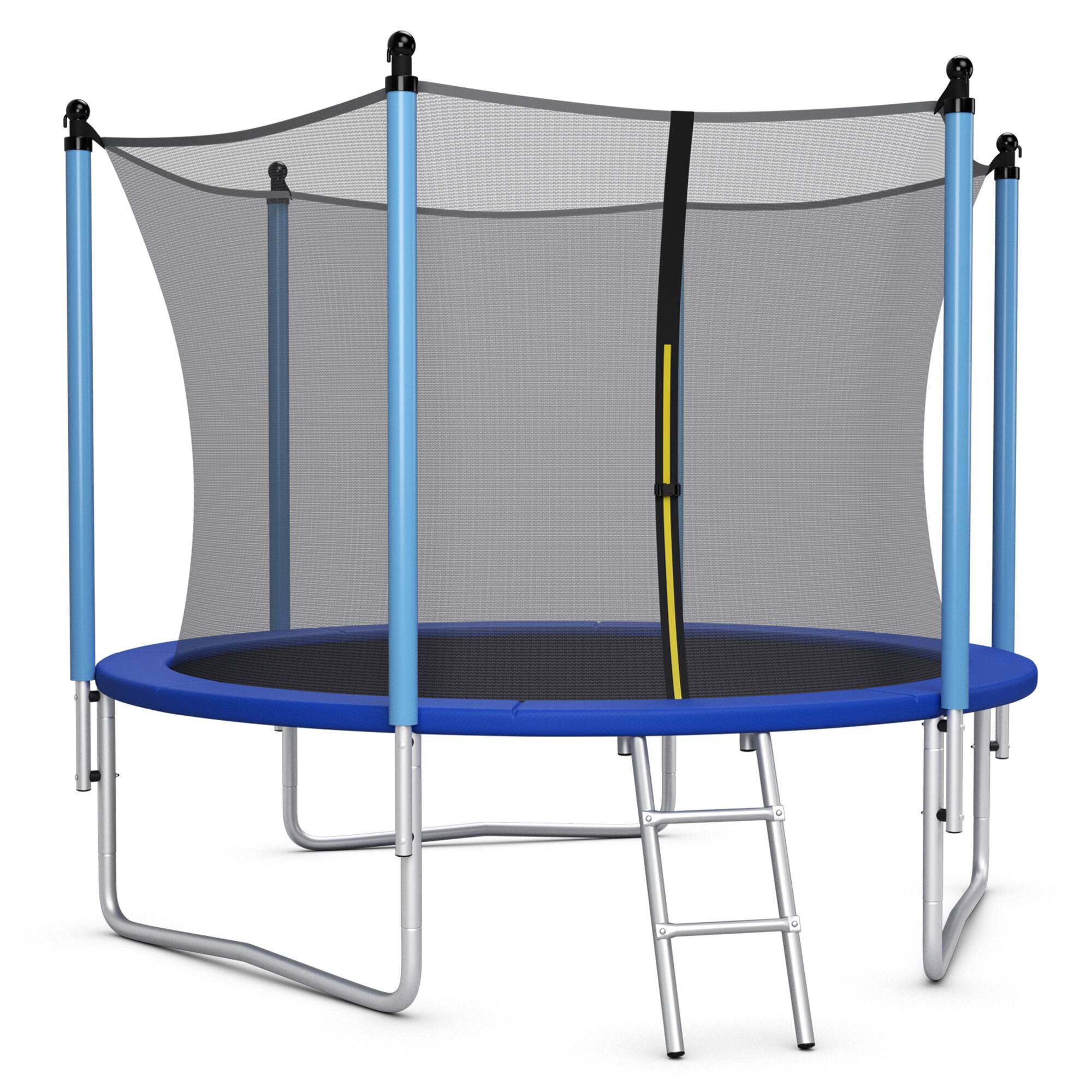 Alt View 8. Gymax - Gymax 10FT Jumping Exercise Recreational Bounce Trampoline for Kids W/Safety Enclosure - Blue, Grey.