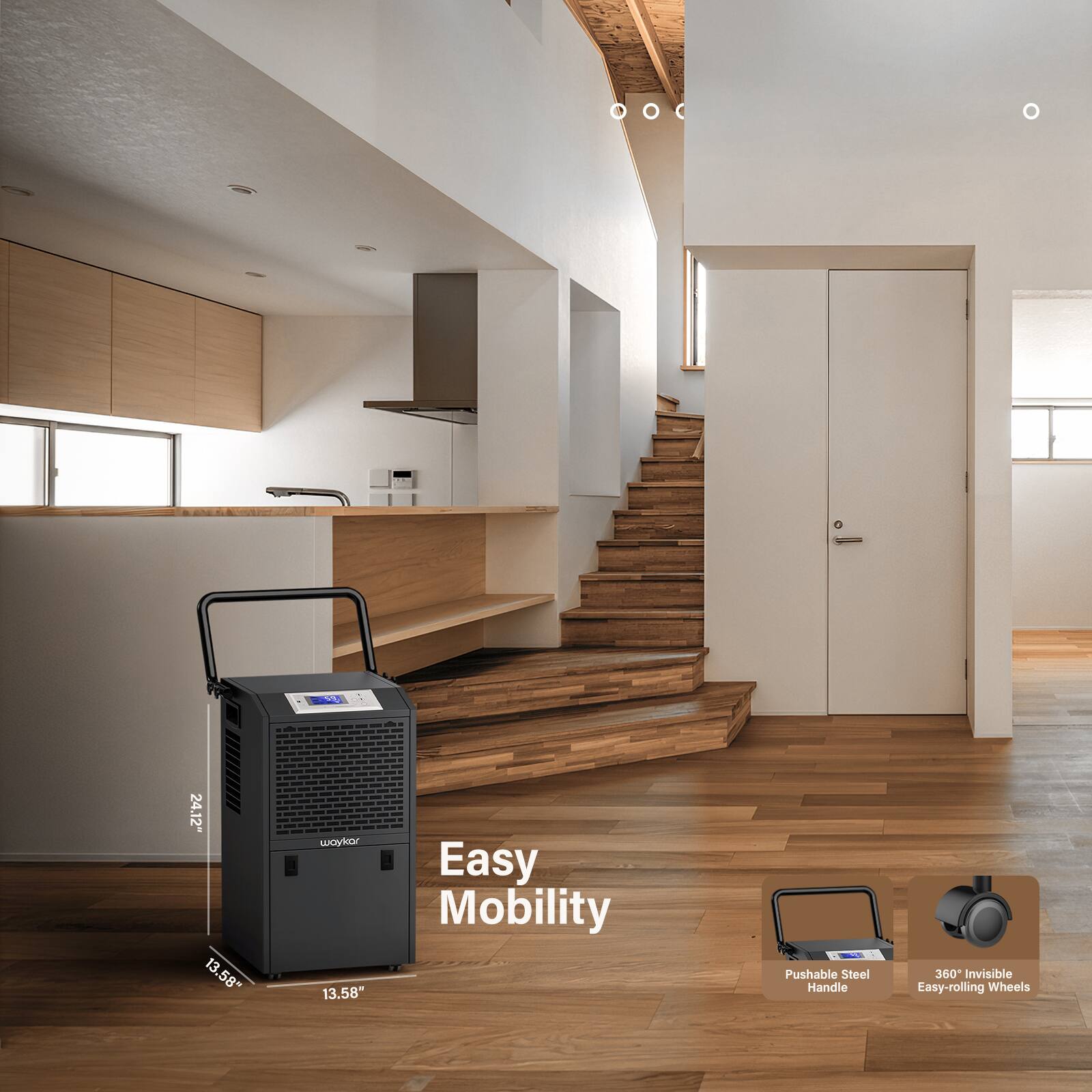 - - I - . - - - I - - - I -  | - t | - I I  - - 24.12" 13.58" 13 . . I d | I | - -  I I I -  | I - I - kr Easy Mobility 13.58" Pushable Steel Handle 360 Invisible Easy-rolling Wheels